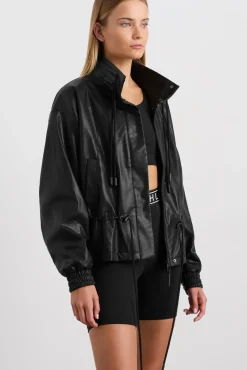 Vegan Leather Ruched Jacket 770
