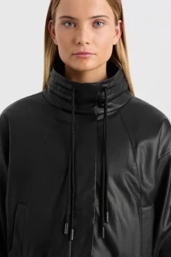 Vegan Leather Ruched Jacket 770
