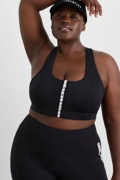 Zip Front Logo Mesh Bra 329