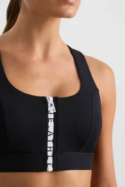 Zip Front Logo Mesh Bra 329