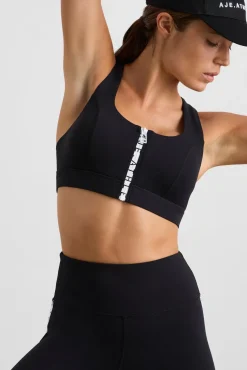 Zip Front Logo Mesh Bra 329