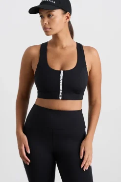 Zip Front Logo Mesh Bra 329